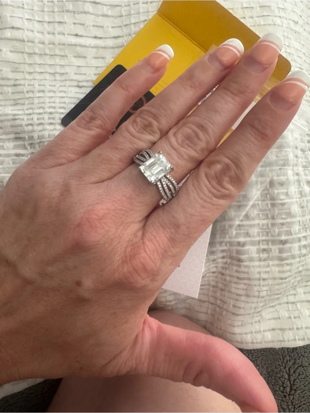 4ct Emerald Cut Moissanite Ring - Size 9